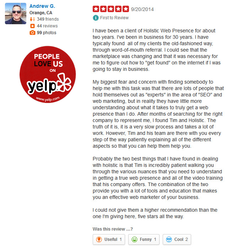 Holistic Web Presence Reviews - YELP - What People Are Saying 51